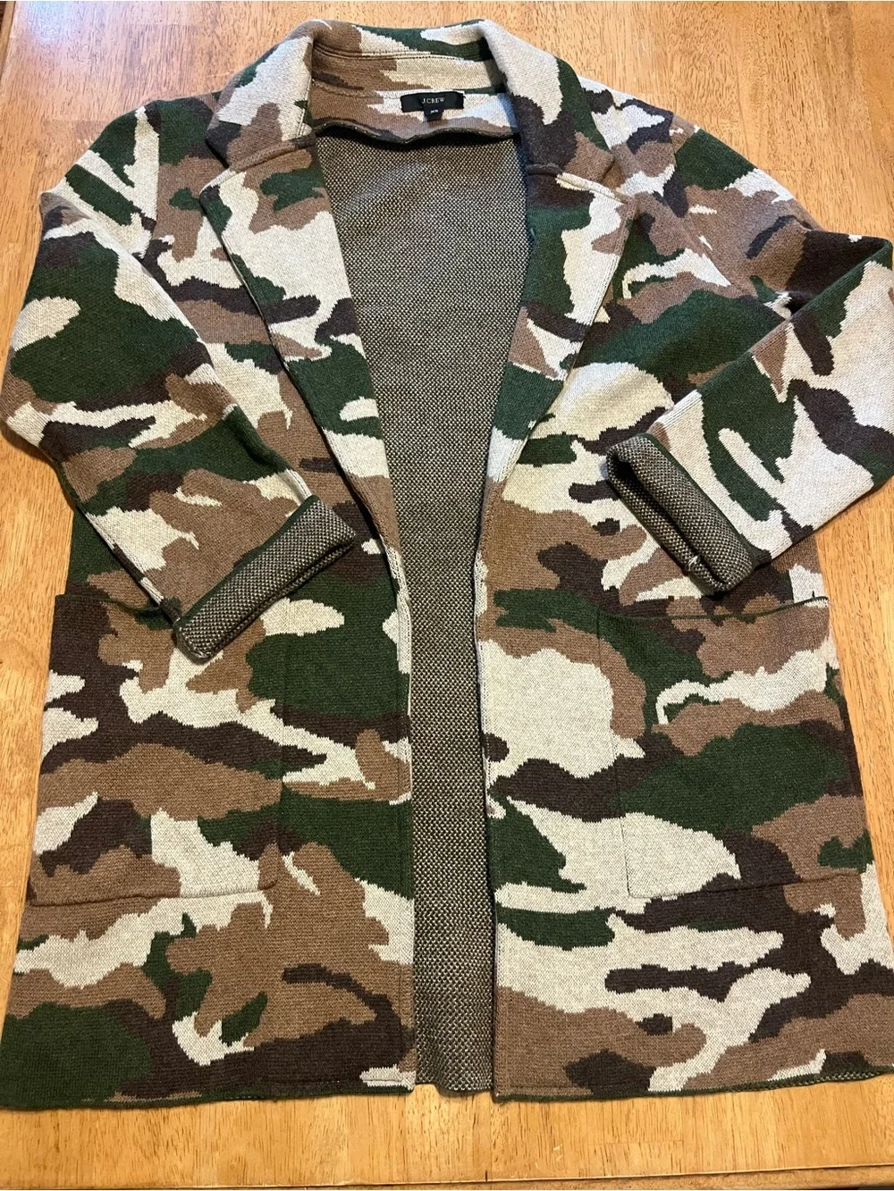 J.Crew Sophie Open-Front Sweater-Blazer in Camo Cotton Blend Jacket XS